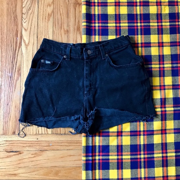 Vintage Pants - Vintage Lee Cutoff Jean Shorts Black Studded